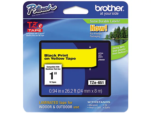 Brother Brother TZE651 pos accessory 24.00 mm x 8.00 m Black on Yellow — product photo