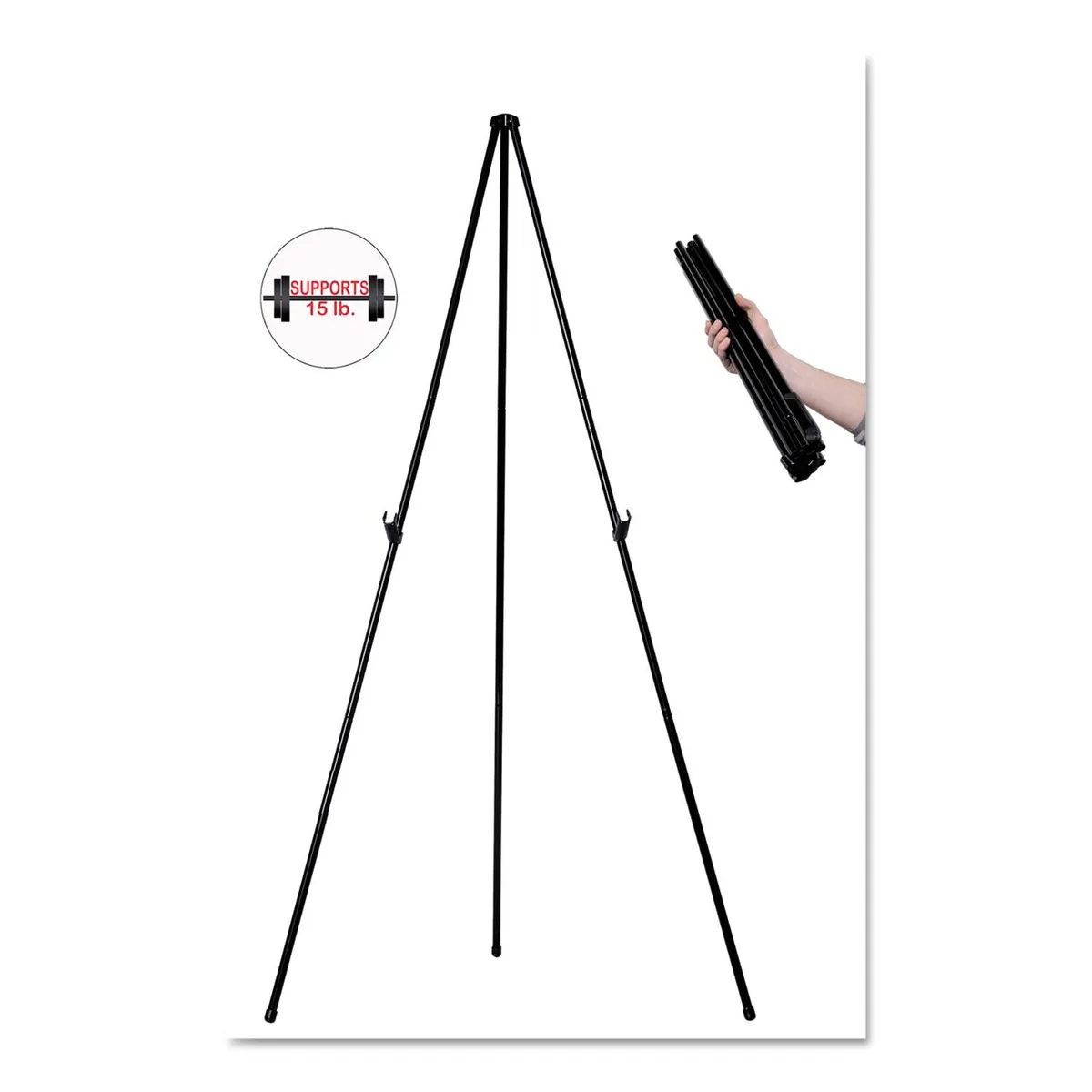 Bi-Silque Visual Communication Bi-Silque Visual Communication MasterVision Instant Easel 61 1/2" Black Steel Heavy-Duty FLX10201MV — product photo