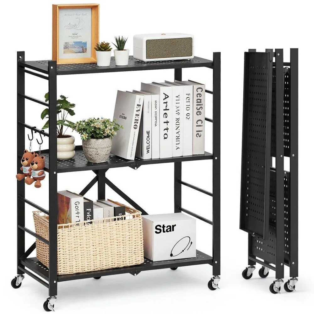 VEVOR VEVOR 3-Tier Foldable Storage Shelf 28W x 13D x 36H Inch Black — product photo