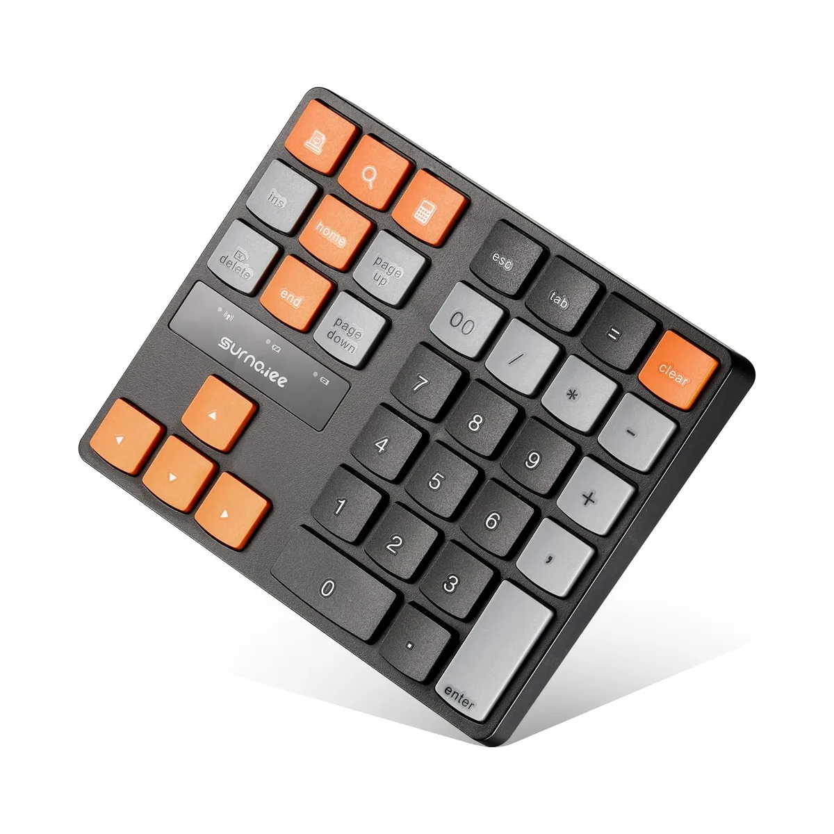 Black slim numeric keypad with 35 keys and ergonomic tilt