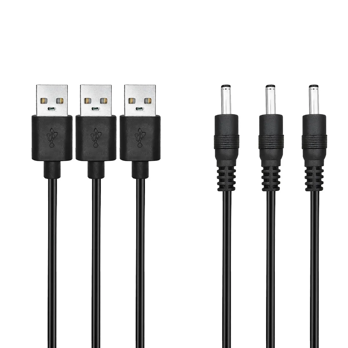  AZJCKEW 3 Pack USB to DC 3.5 x 1.35mm Cable 3.3ft Black — product photo