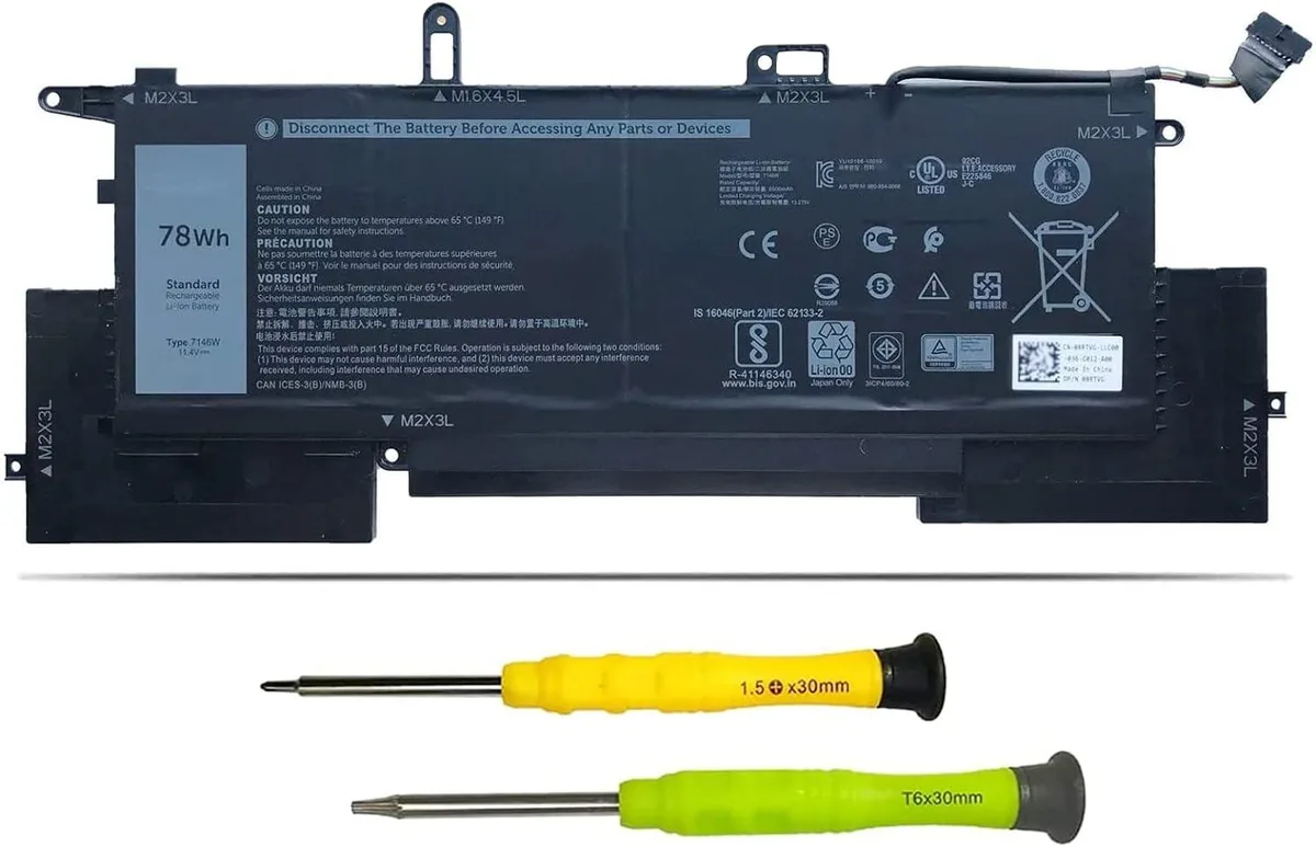 NShi NShi 7146W laptop battery 11.4V 78Wh 6500mAh for Dell Latitude 7400 9410 — product photo