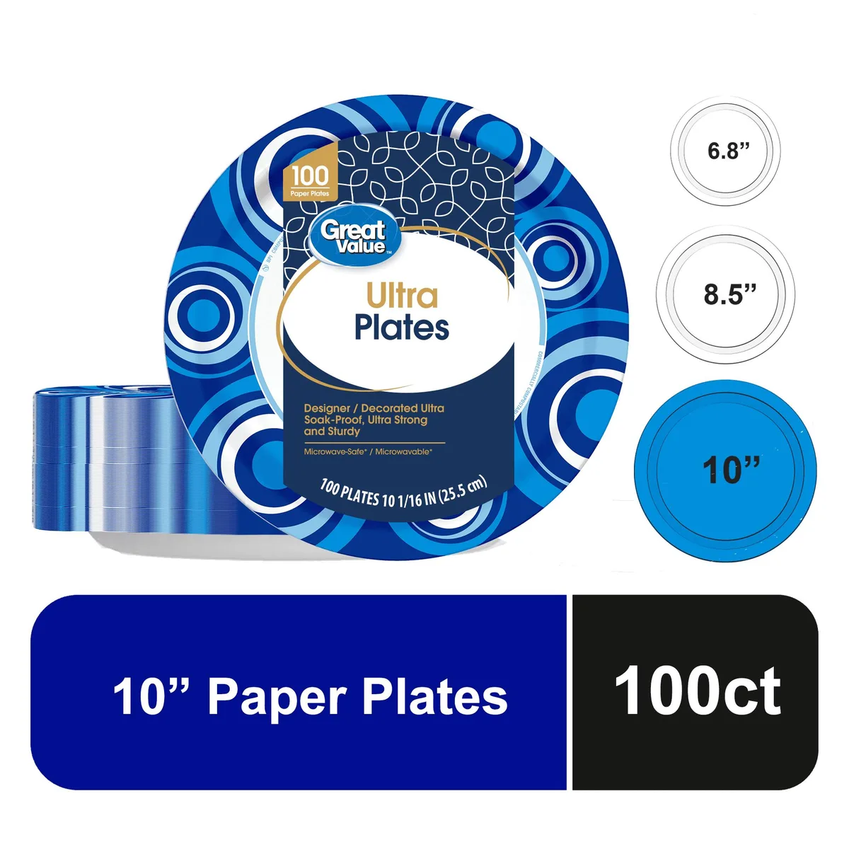 None Continuous None Continuous Great Value Paper Plates 10 in 100 Count — product photo