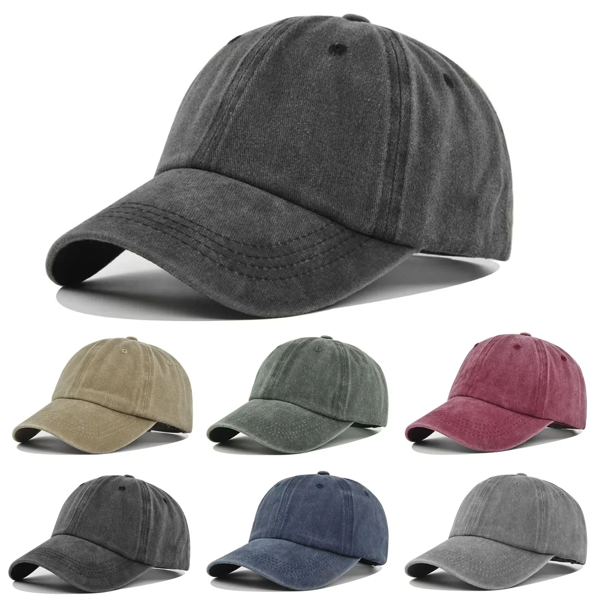 Cmonie 145-6Pcs 6 Pack Unisex Vintage Washed Cotton Baseball Cap — product photo