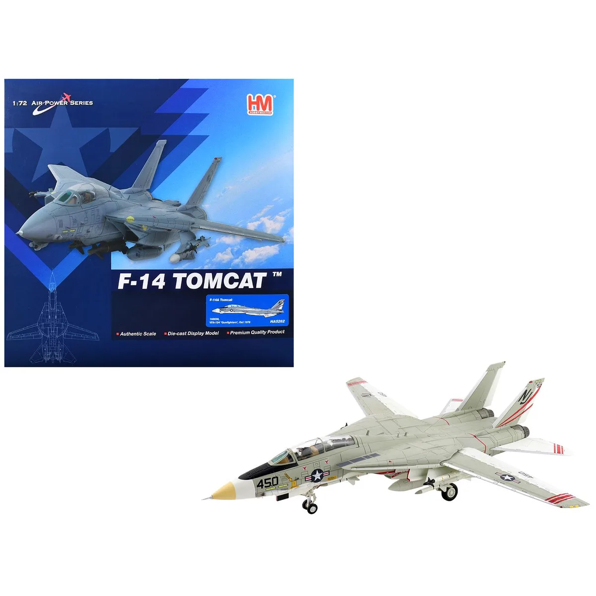 Hobby Master Hobby Master F-14A Tomcat VFA-124 Gunfighters 1978 1/72 Diecast Model — product photo
