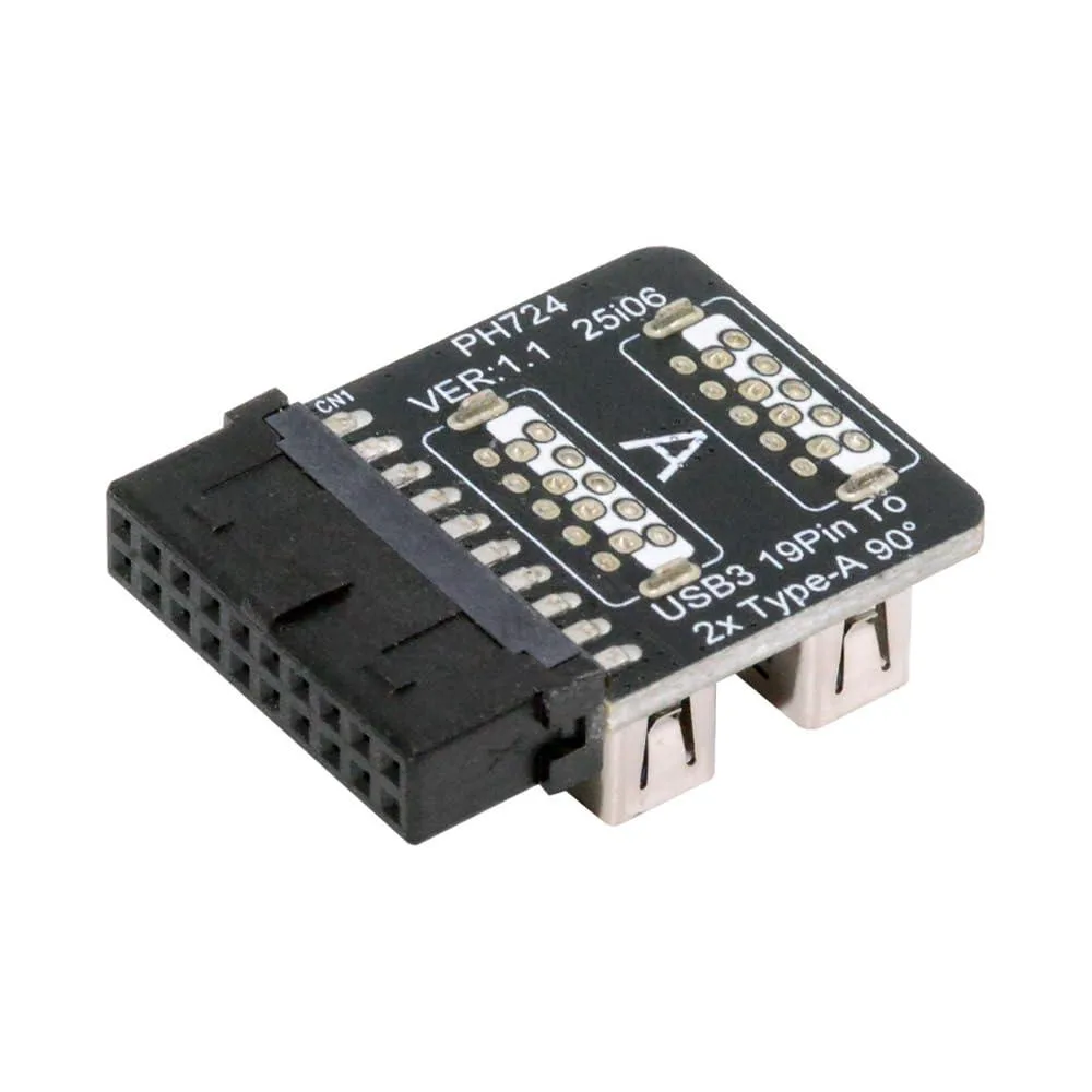 Fervit Fervit USB 3.0 19/20-pin Header to Dual Type-A Adapter 90° Vertical — product photo