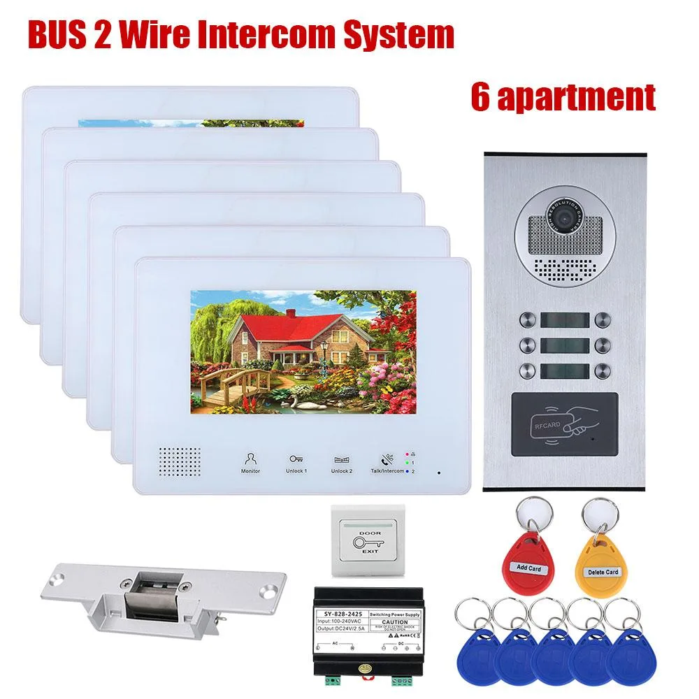 visiPower visiPower 2-wire Video Intercom Kit 1 doorbell 6 monitors 4.7" TFT RFID — product photo