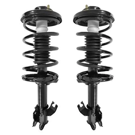 Pair of fully assembled front strut units with coil springs and top mounts
