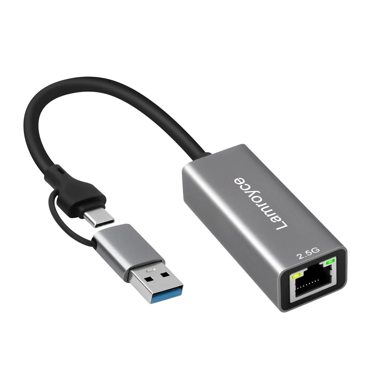  Lamroyce USB A+C to RJ45 2.5G Adapter Space Gray — product photo