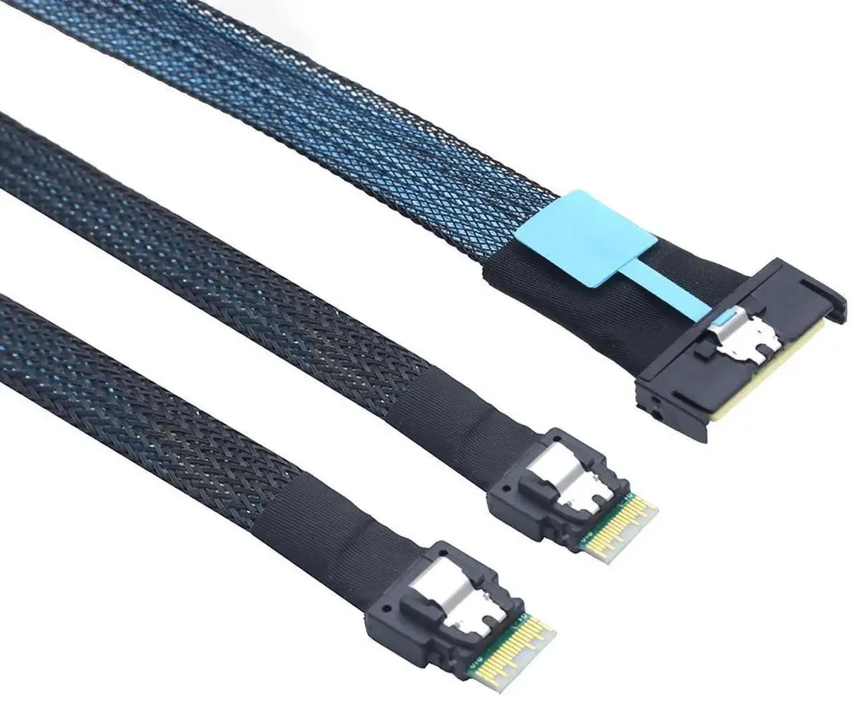 SMUGDESK SMUGDESK Gen5 MCIO 8X Slimline SAS 8i to Dual SFF8654 4i Cable 0.5m — product photo