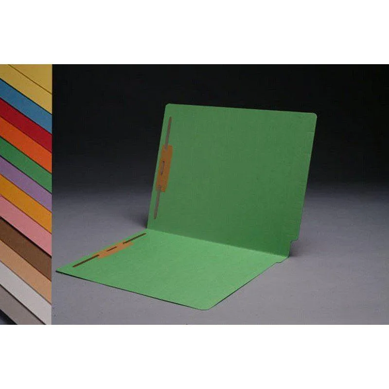 BSP FIling BSP Filing 14pt Green File Folder 2-Ply End Tab Fastener Pos #1 &amp; #3 Box of 50 — product photo