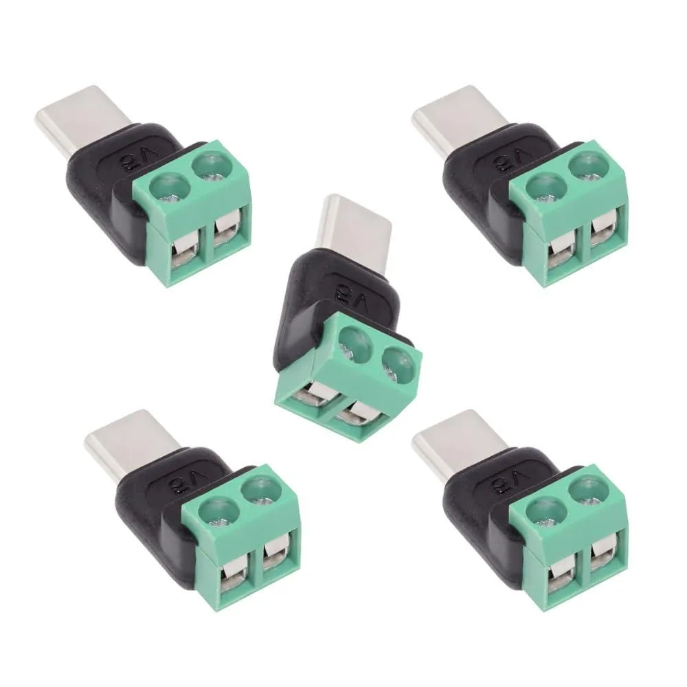 Vszerda Vszerda 5pcs Type-C Male to 2Pin Terminal Solderless Adapter Green — product photo