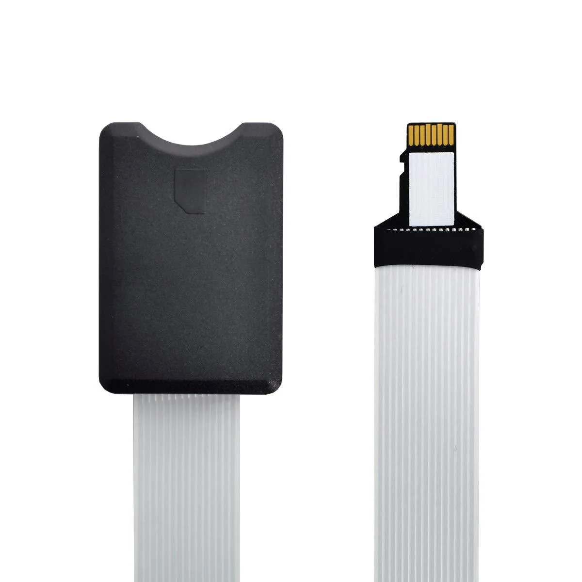 Flat 25cm FPC ribbon with microSD male plug and full-size SD female socket