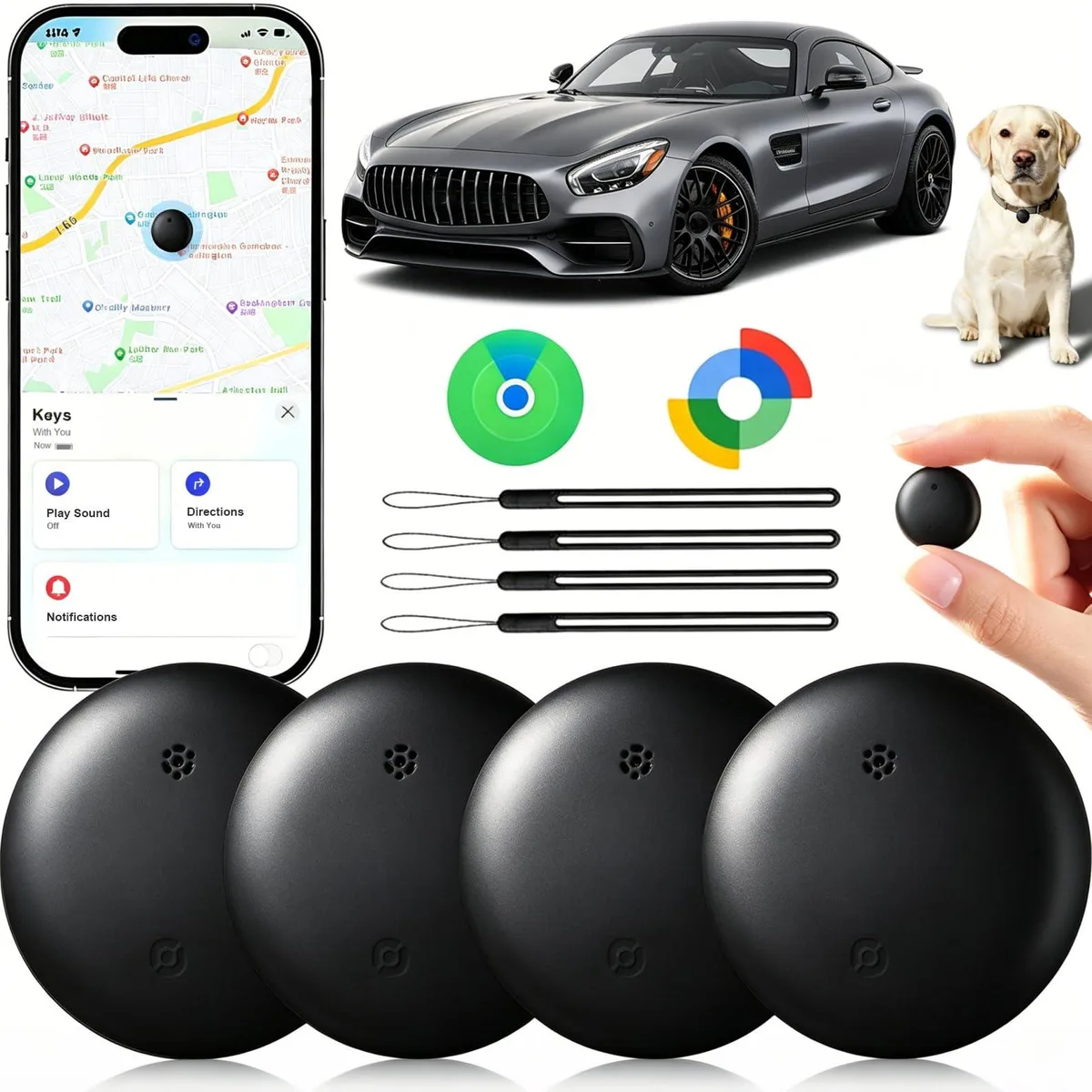  Garmin Smart Tag GPS Accessory 4-Pack Bluetooth Water Resistant Real Time Tracking Black 525600 minutes — product photo