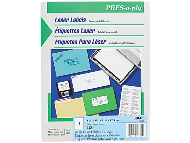 Avery Avery 30605 Laser Full-Sheet Labels 8 1/2 x 11 White 100/Box — product photo