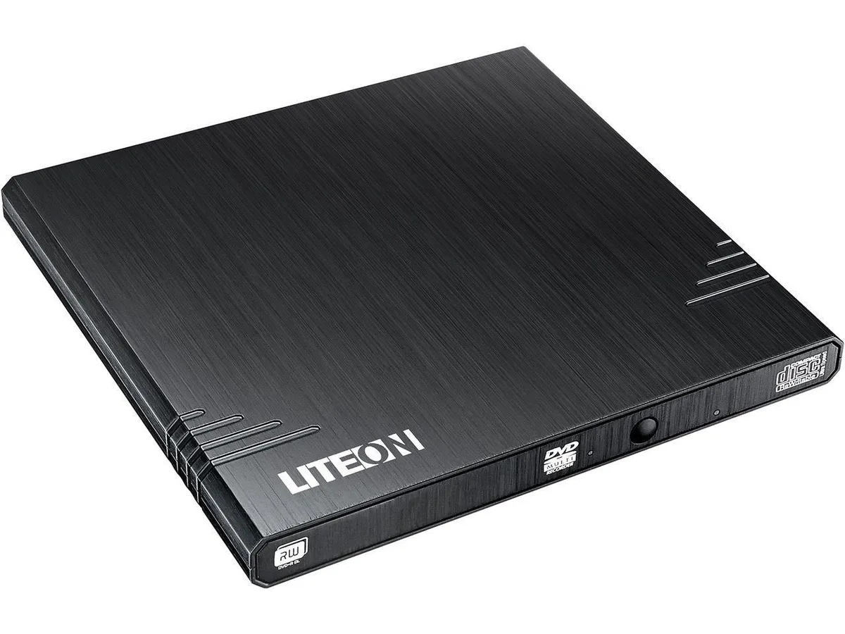Slim black external DVD burner, USB powered, 13.5 mm thin
