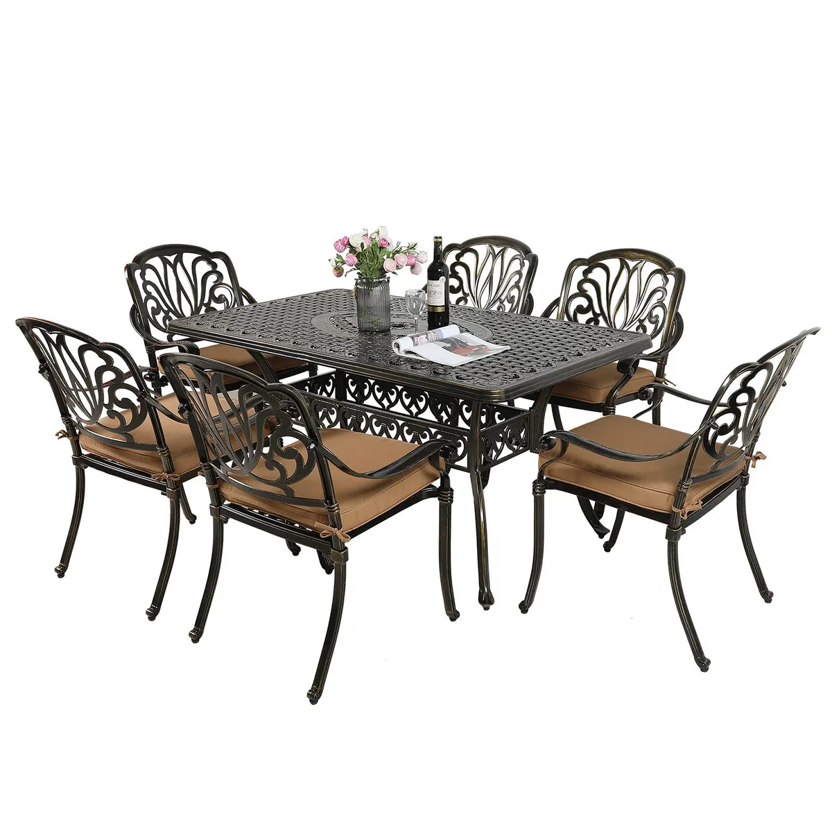 MEETWARM MEETWARM 7-Piece Patio Furniture Set Dark Bronze — product photo