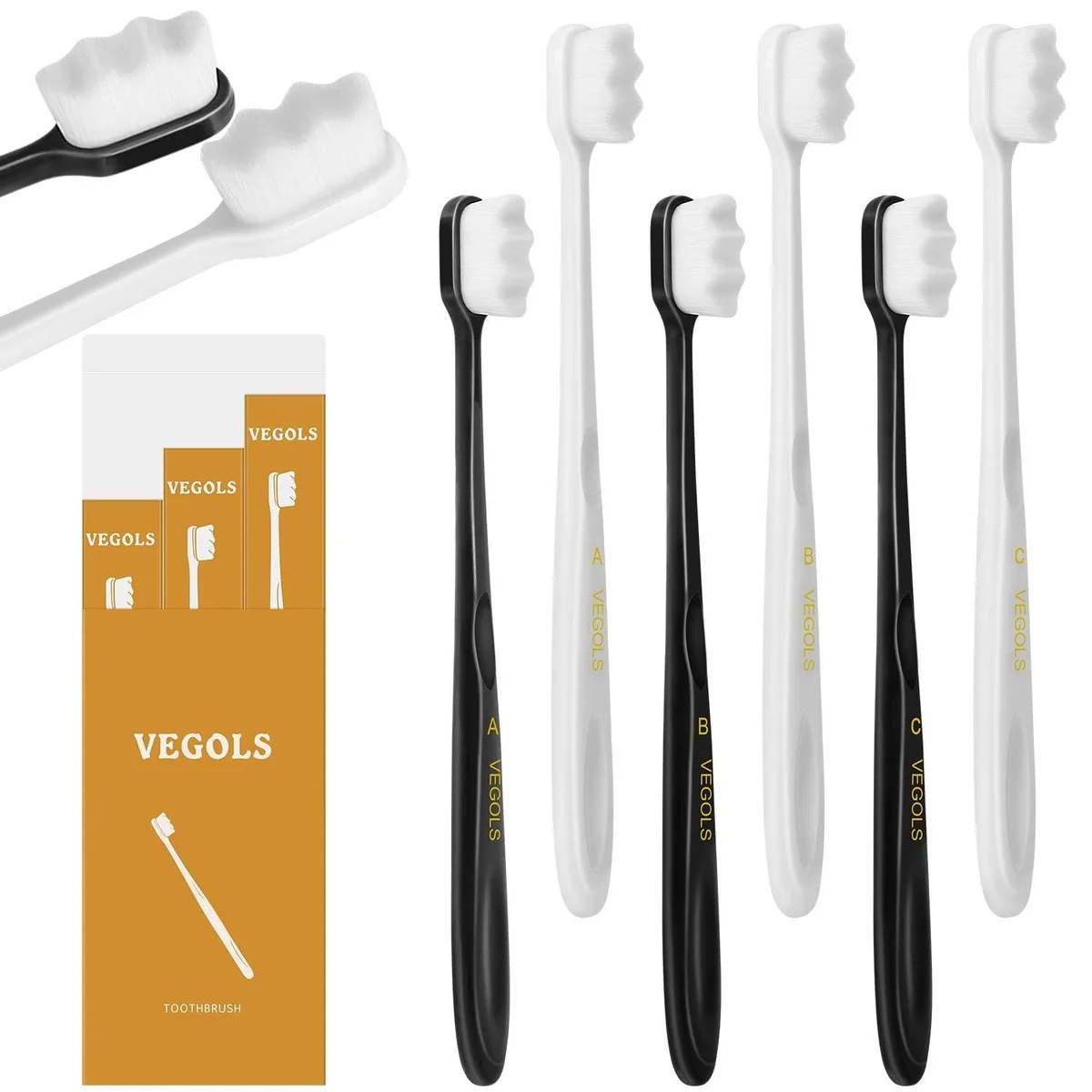 White manual toothbrush with flat ergonomic handle and ultra-soft bristles