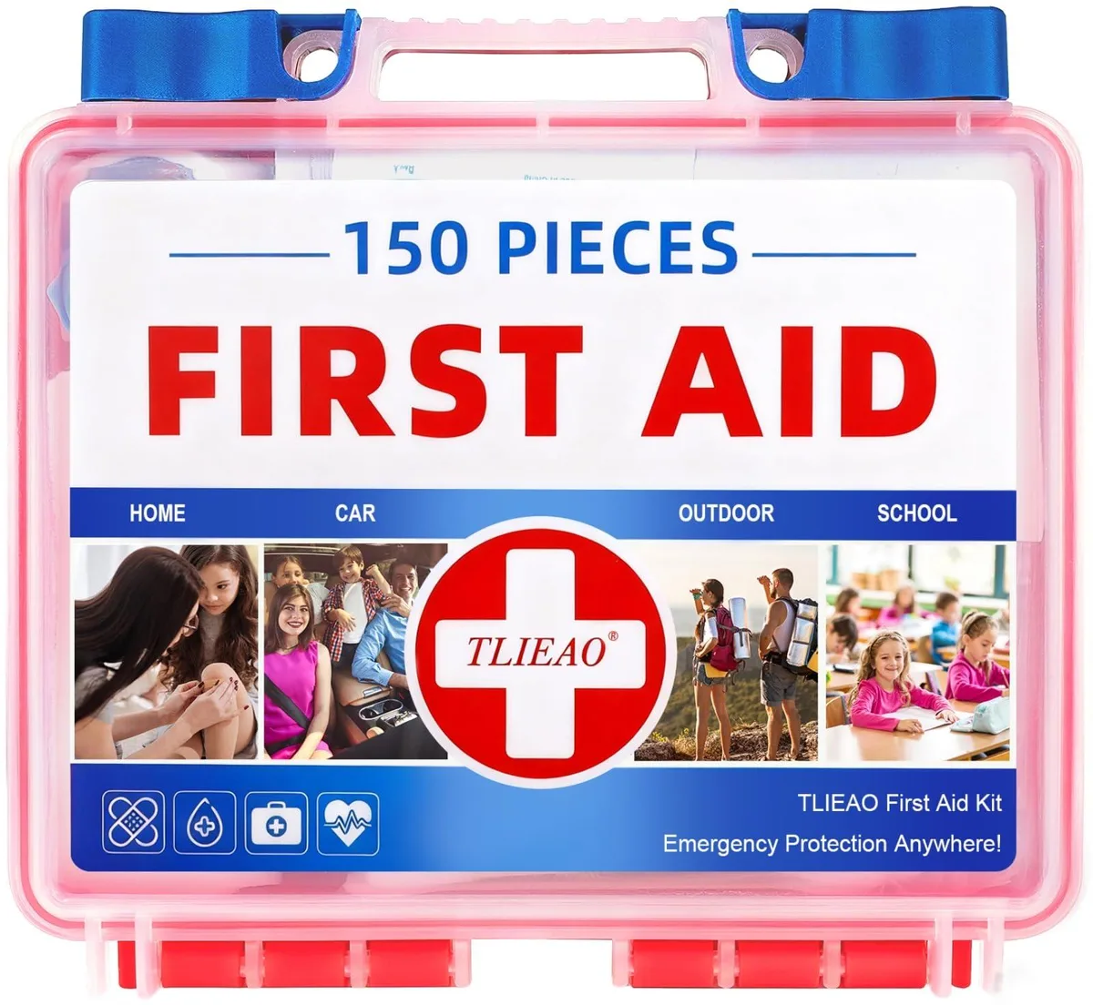  TLIEAO Mini First Aid Kit 150 Pieces Black Nylon — product photo