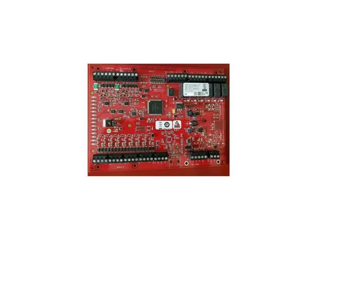 Rectangular circuit board with green finish, multiple connectors and relay modules visible