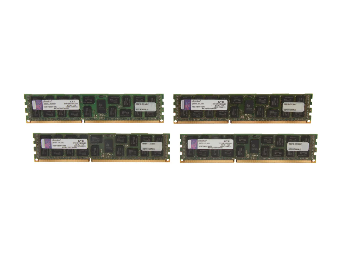 Kingston Technology Corp. Kingston Technology Corp. KVR16R11D4K4/32I 32GB (4 x 8GB) DDR3 1600 ECC Registered CL11 server RAM — product photo