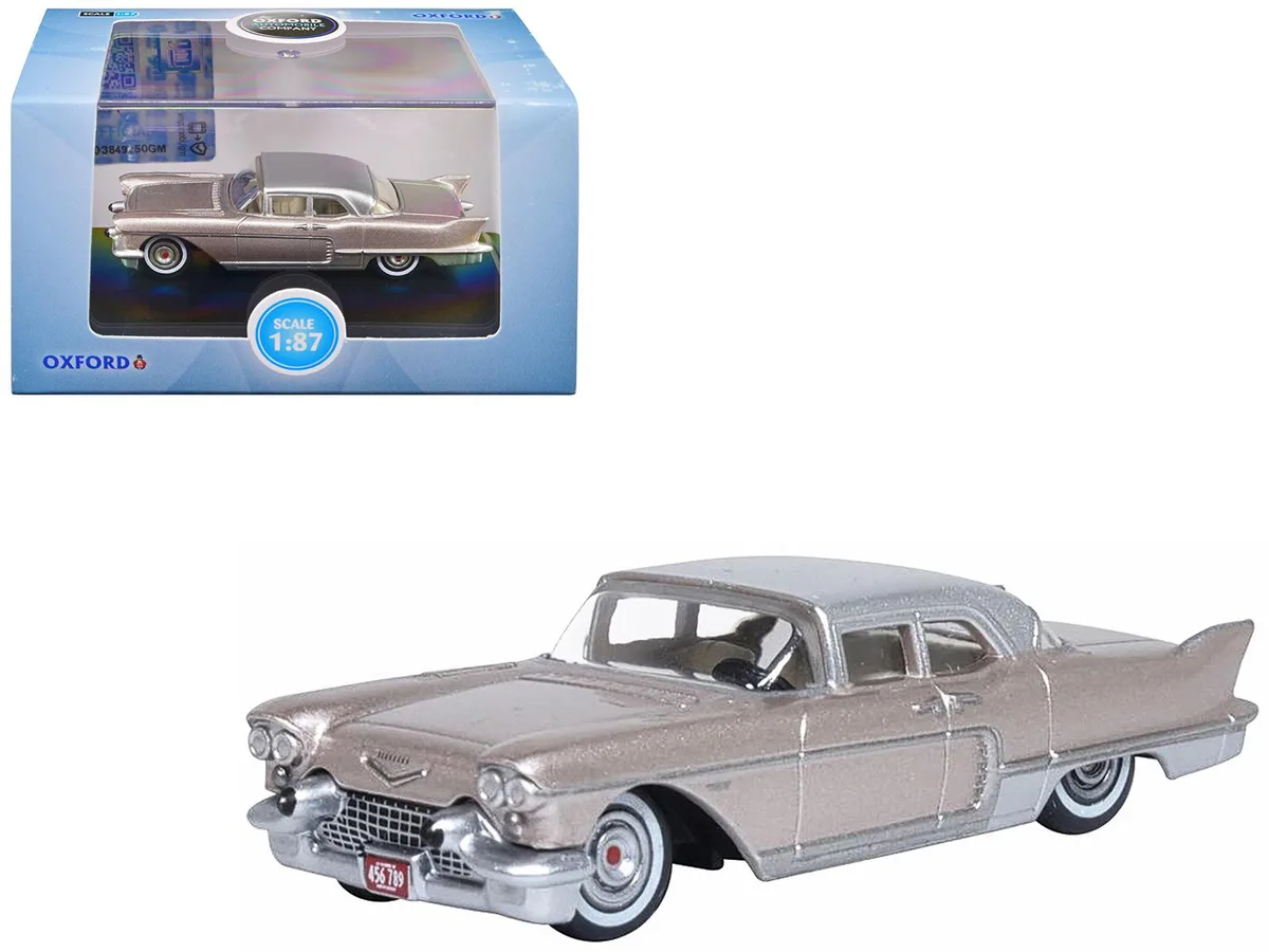 Oxford Diecast Oxford Diecast 1957 Cadillac Eldorado Brougham Sandalwood Beige Silver Top 1/87 Scale Hobby Collectible — product photo
