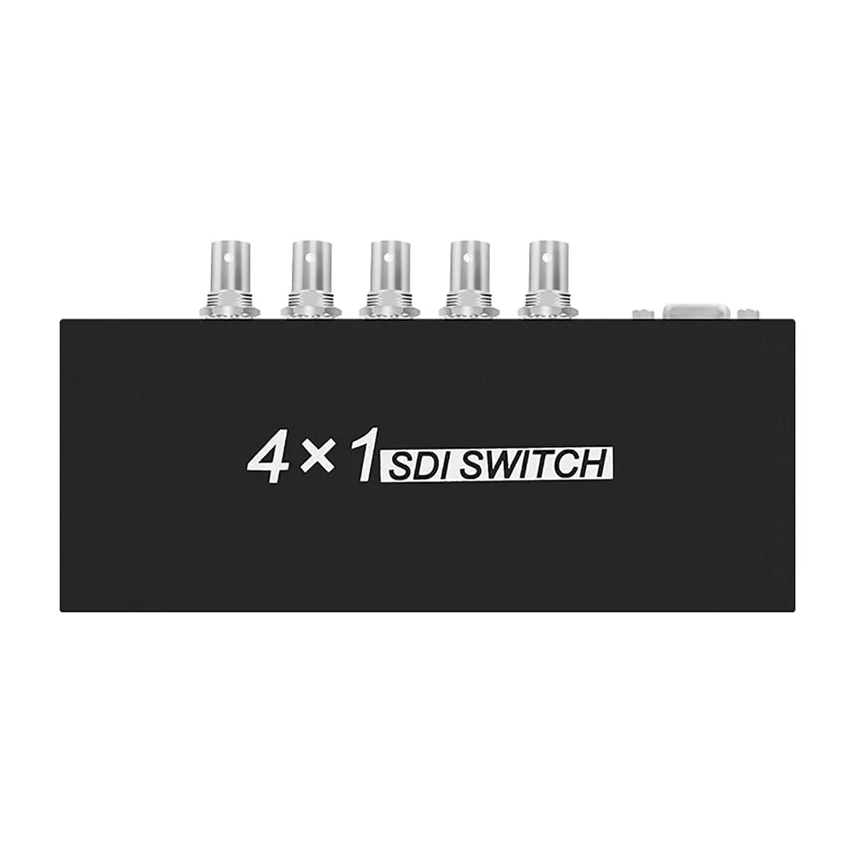 Compact metal box with four BNC inputs and one BNC output
