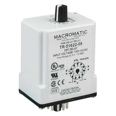 Macromatic off-delay time relay, octal base, 11 pins, IP20 enclosure