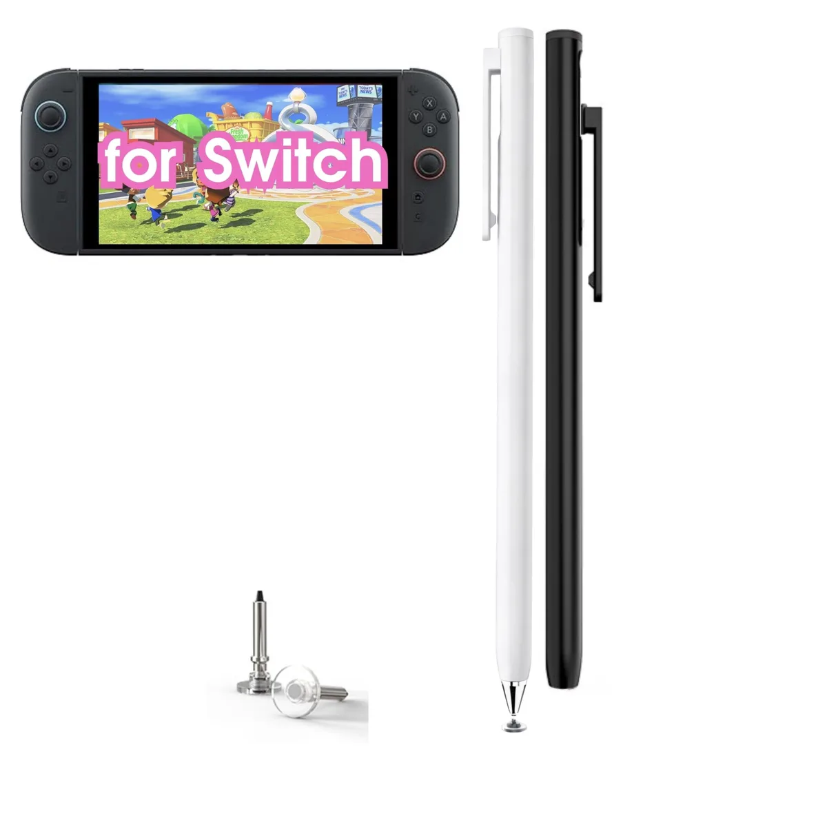  yelzoolny Stylus 2PCS Black+White 5mm Disc Tip Magnetic Retractable — product photo