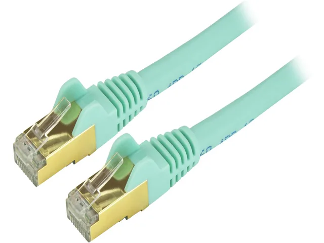 STARTECH STARTECH C6ASPAT6AQ network ethernet cable 6 ft aqua shielded snagless RJ45 Cat6a — product photo