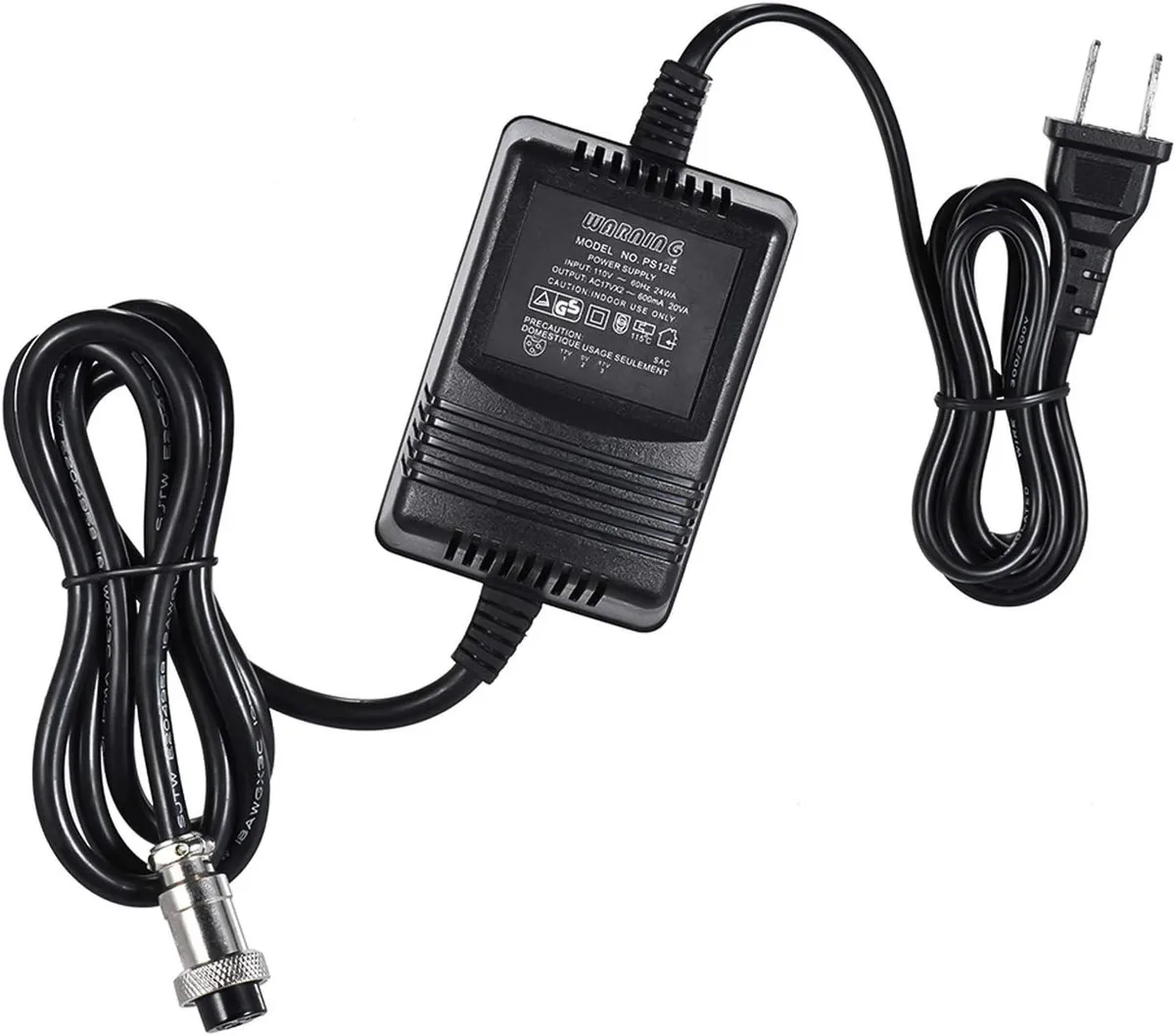 BASEUS BASEUS AC Adapter 17V 600mA 3-Pin GX16-3 for Yamaha F4/F7/6FX/MG82X US Plug — product photo