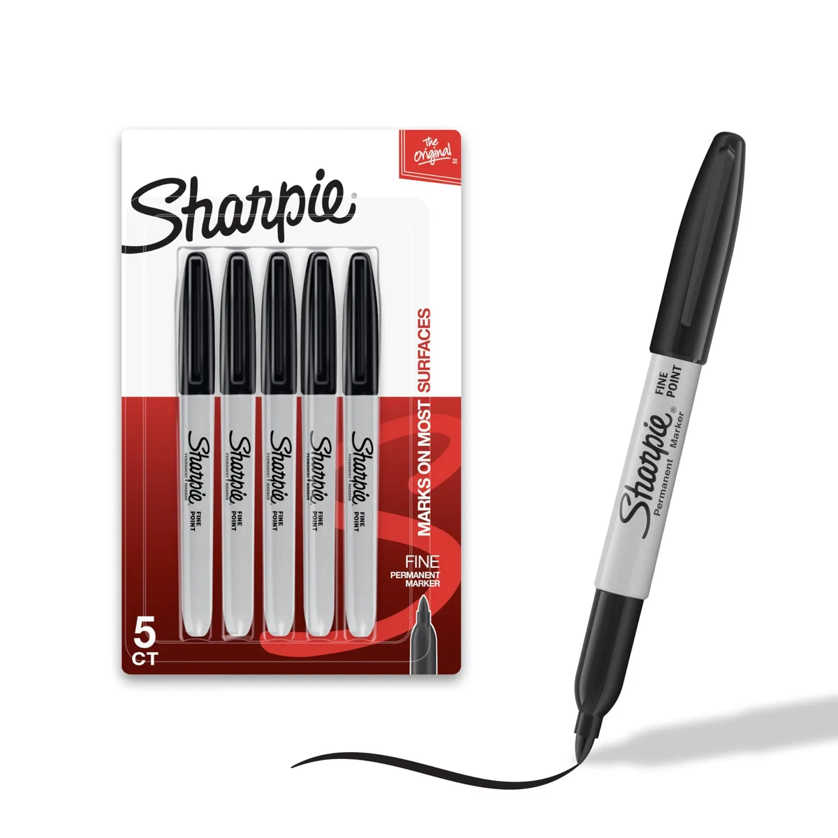 Sharpie Permanent Markers Fine Point Black 5 Count — product photo