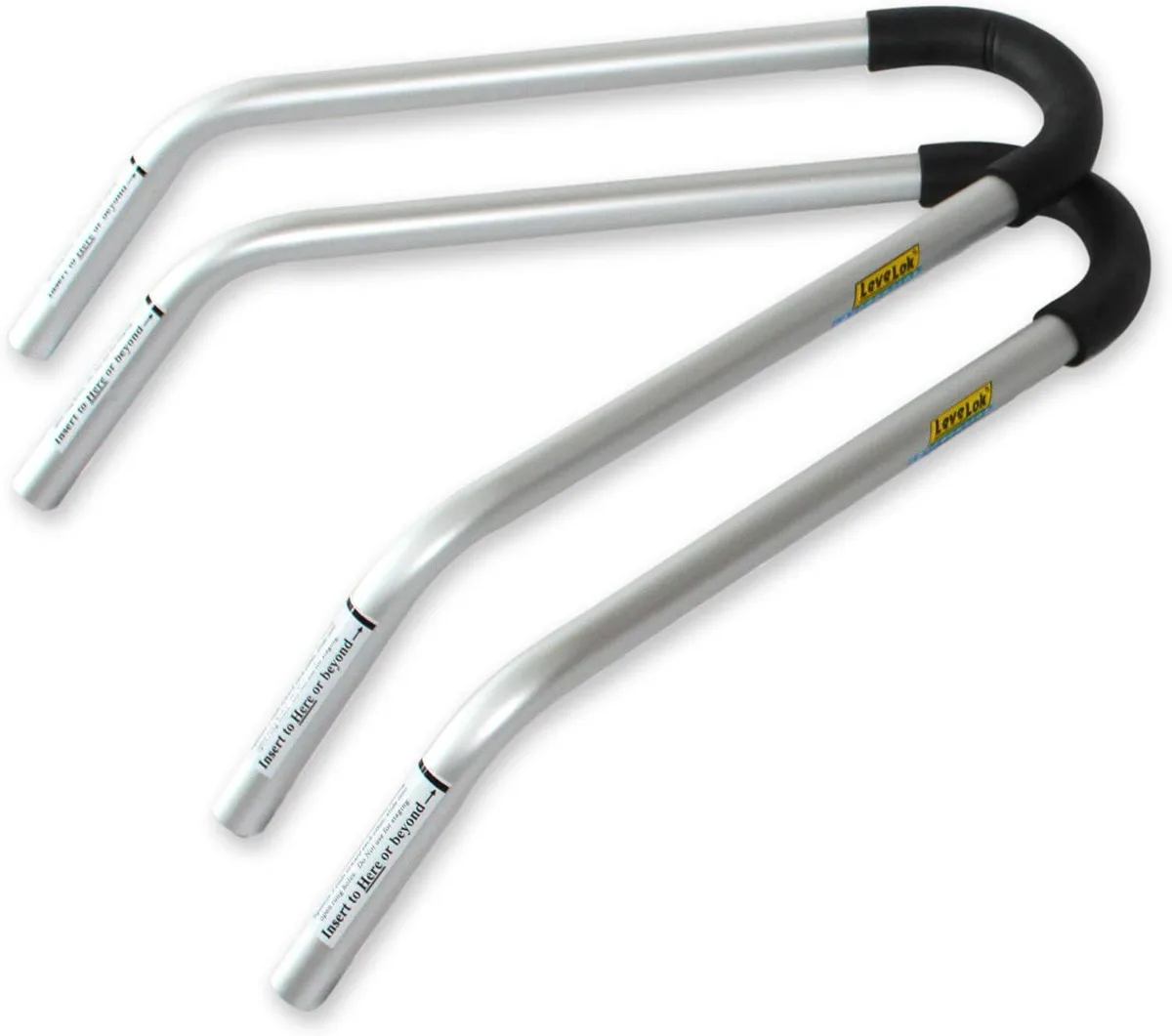 Pair of metal ladder stabilizer brackets with foam elbow pads