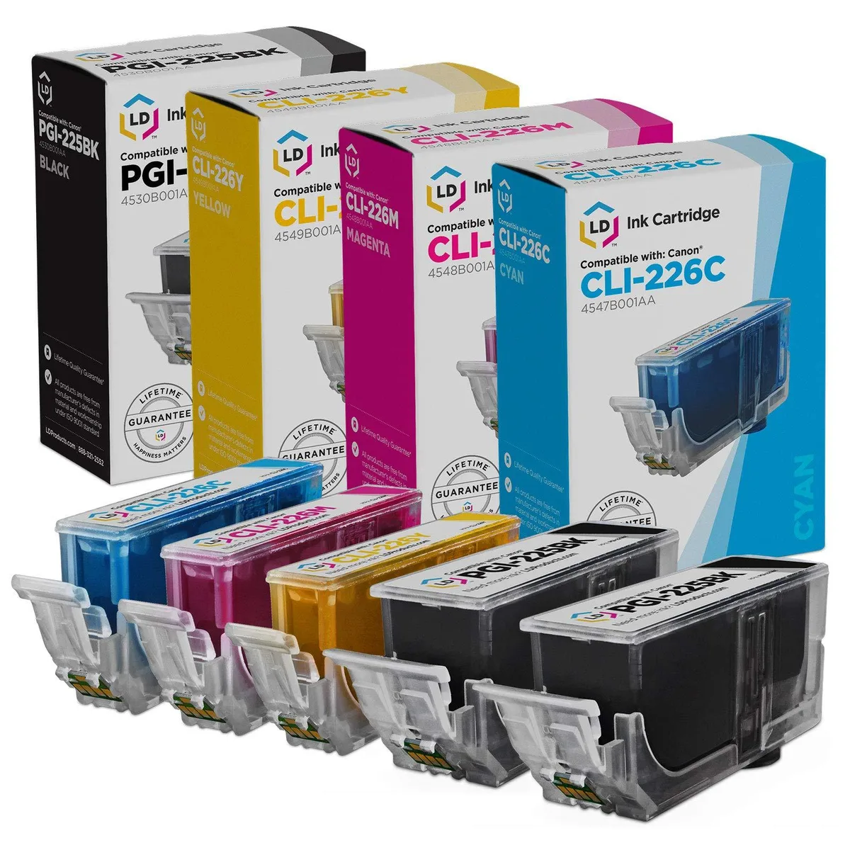 LD Products LD Products PGI-225 CLI-226 5-pack ink cartridges (2 black, cyan, magenta, yellow) — product photo