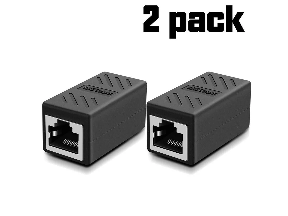 BUCIER BUCIER RJ45 Coupler Ethernet Cable Extender Adapter Cat7 Cat6 Cat5e Black 2 Pack — product photo