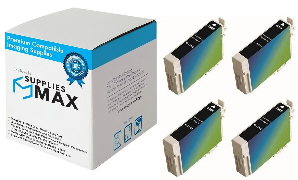 SuppliesMax SuppliesMax Epson T078120_4PK Remanufactured Black Inkjet 4 Pack — product photo