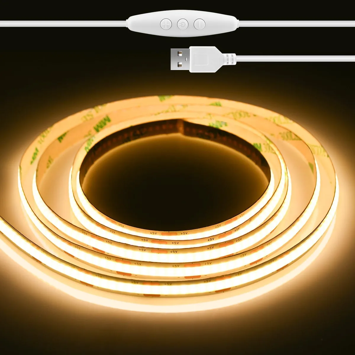 Meliya 5V USB COB LED Strip Light 6.6ft 640 LEDs 3000K — product photo