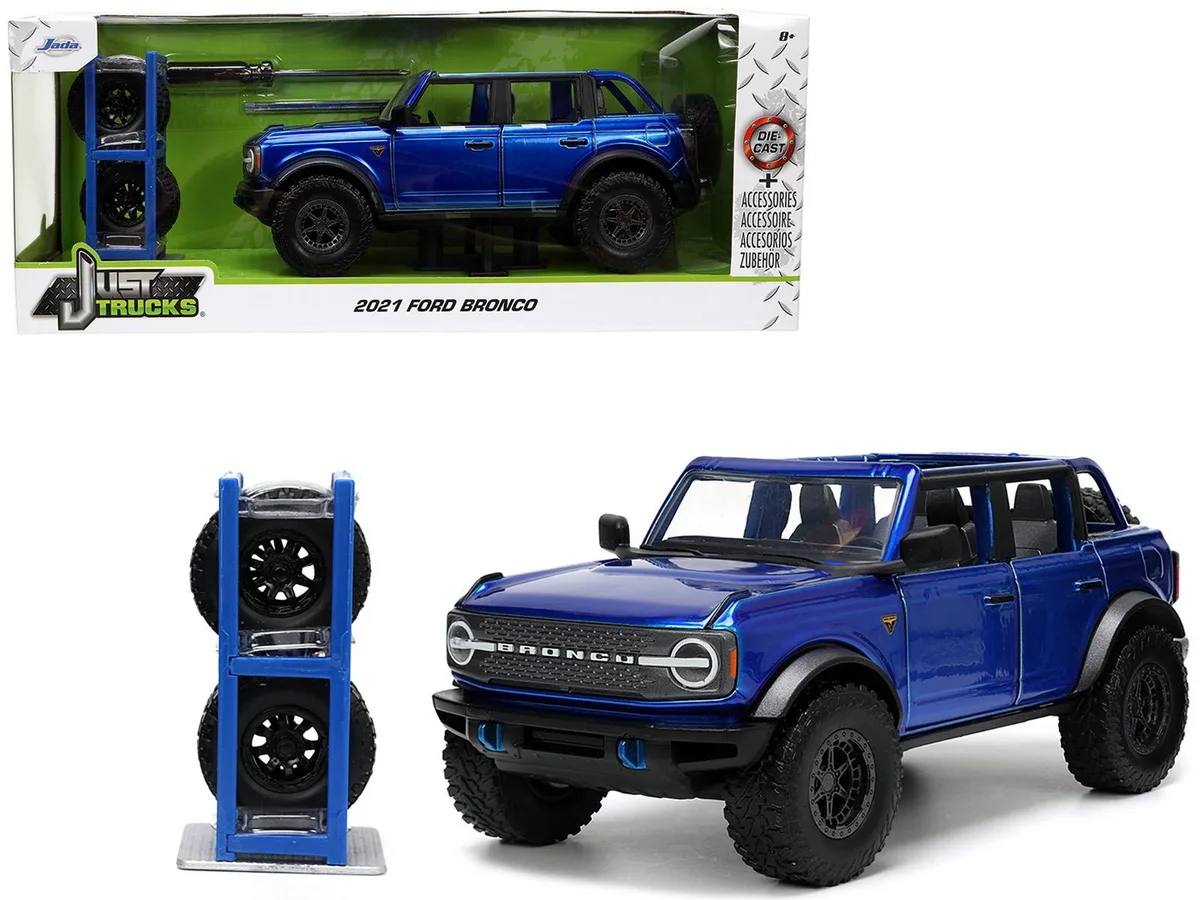 Jada Jada 2021 Ford Bronco Open-Top Candy Blue Metallic 1/24 Diecast hobby collectible — product photo