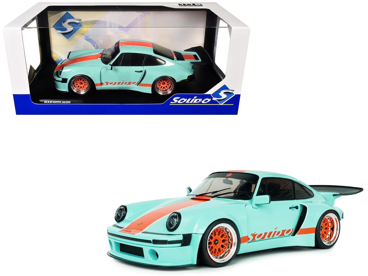 Solido Solido 2025 Porsche 911 KS-R Khyzyl Saleem Blue Racer Light Blue Orange Stripes 1/18 Diecast — product photo