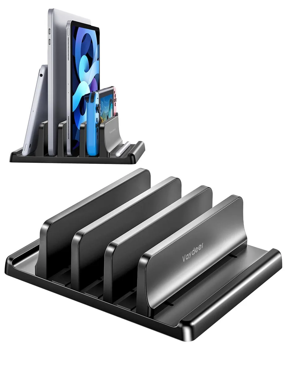 No Sew No Sew Vertical Laptop Stand 3-Slot Adjustable Black — product photo