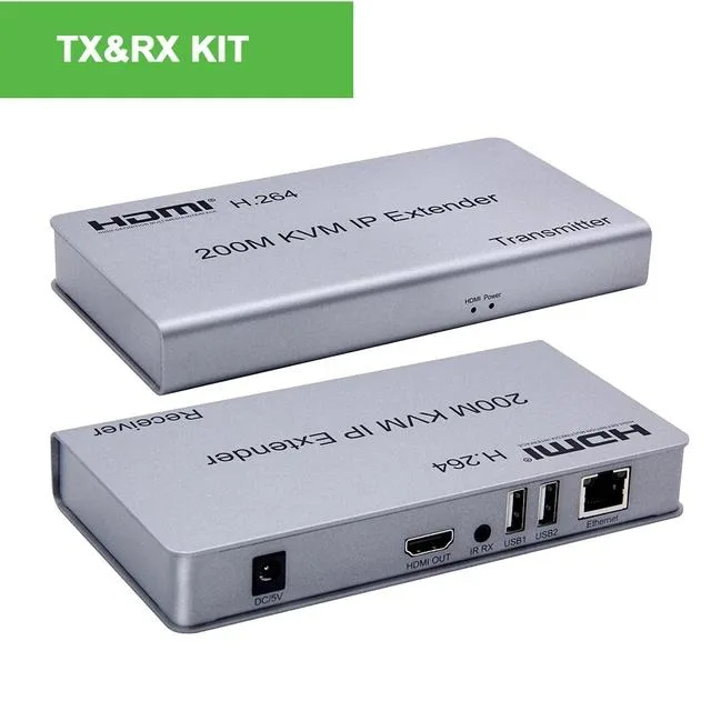 YINGHUA YINGHUA HDMI KVM Extender over IP Cat5e/6 200M (US Plug) 1 TX 1 RX — product photo