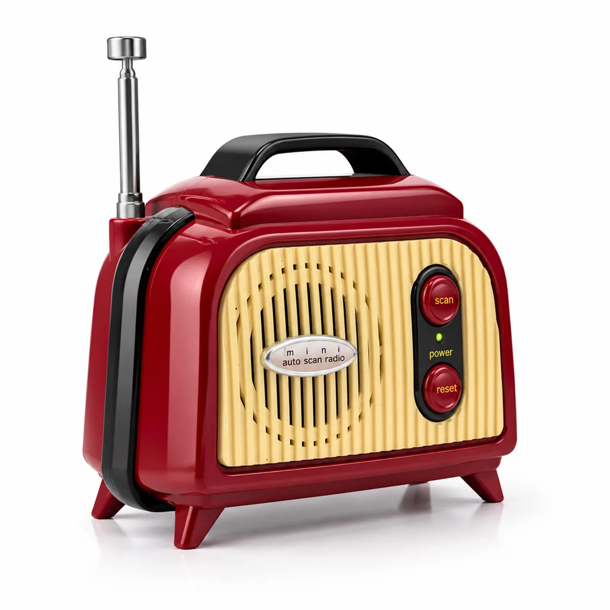 SourcingBay SourcingBay Mini FM Radio Red Cream 88-108 MHz AA Battery — product photo