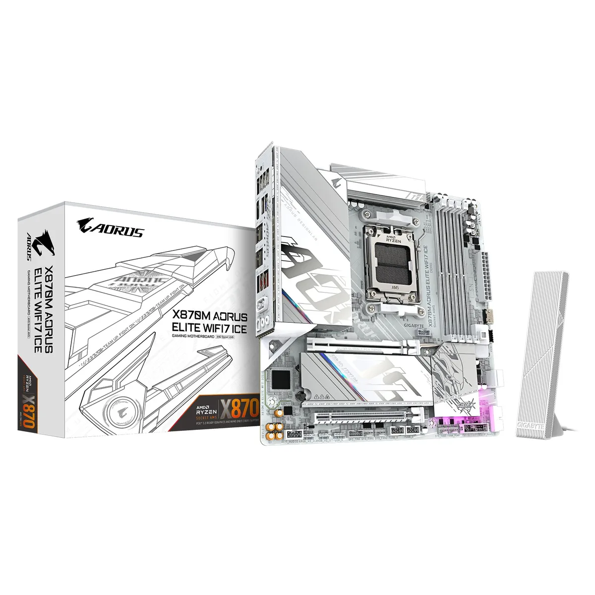 GIGABYTE GIGABYTE X870M AORUS ELITE WIFI7 ICE AMD motherboard — product photo