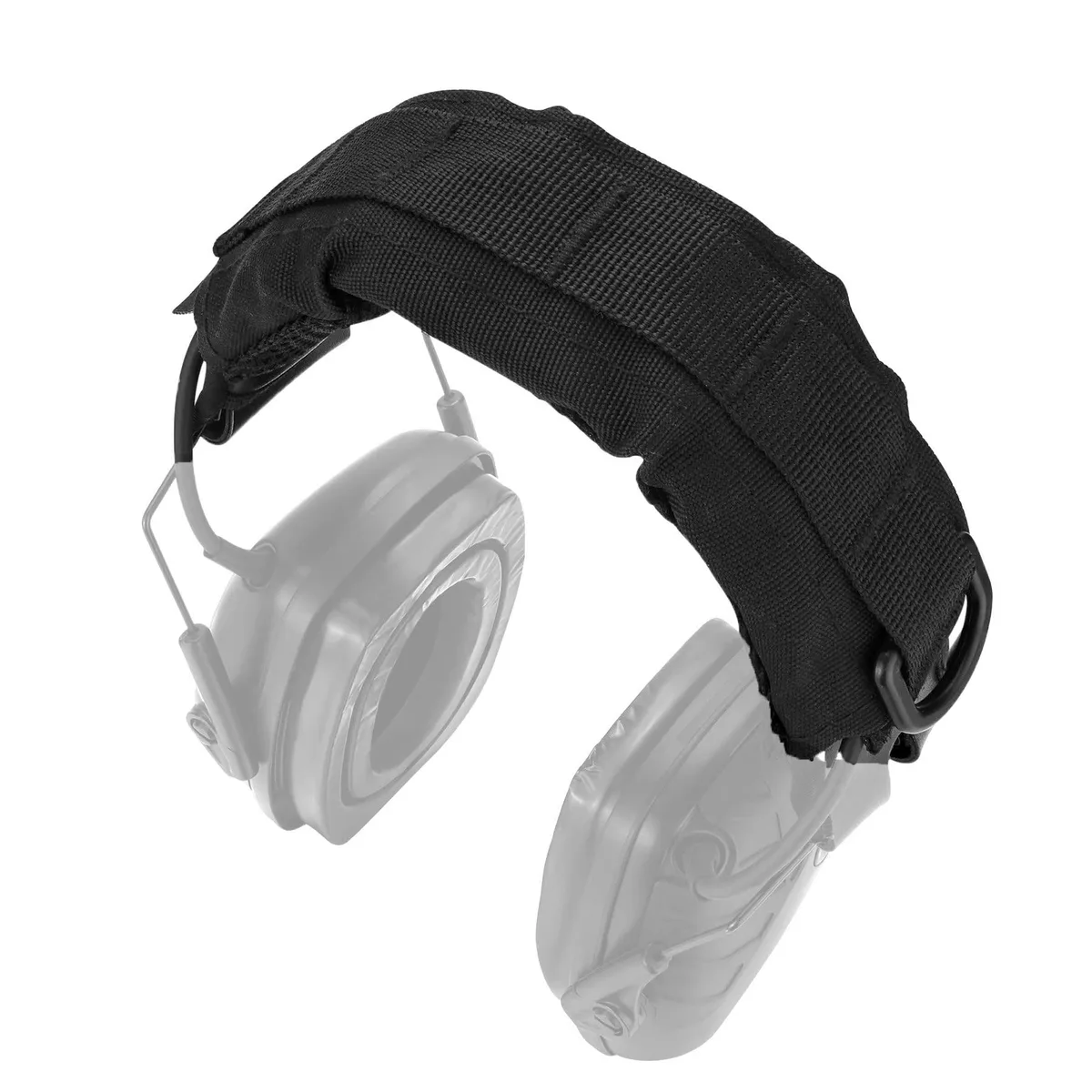 Black padded headset cover with D-ring, 8.9in long, 4mm foam