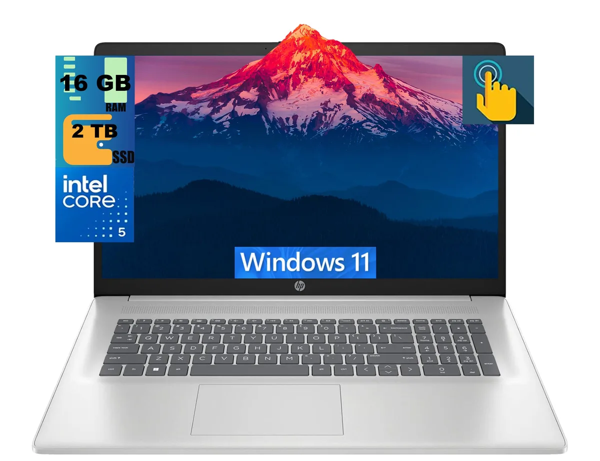 HP HP 17 laptop Intel Core 5 120U 10-core 16GB 2TB SSD 17.3" HD+ touchscreen — product photo