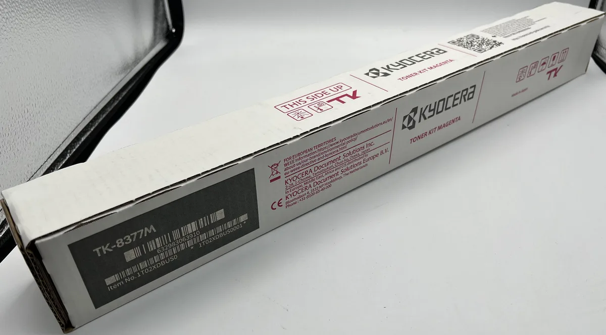 New Kyocera TK8377M magenta toner cartridge, rectangular box
