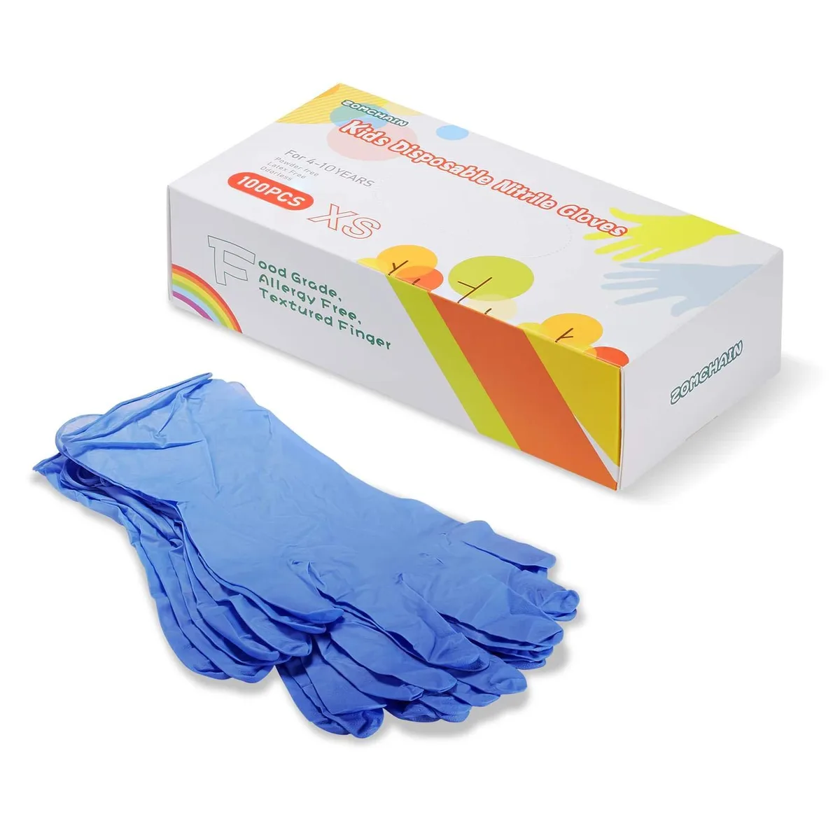  Vibe Kids Disposable Nitrile Gloves 100 pcs Gray Size 8 — product photo