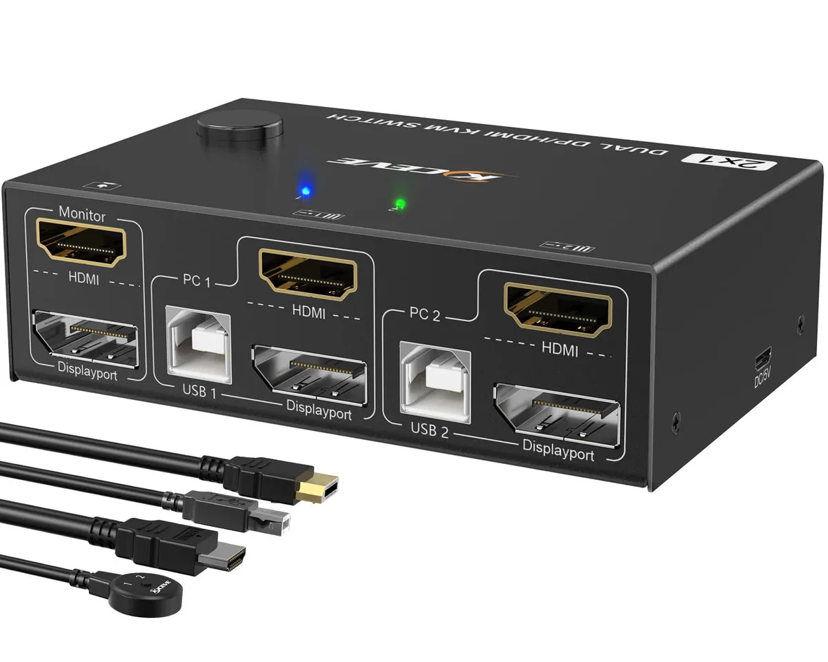 SMA SMA 2 Port Dual Monitor KVM Switch HDMI DP 4K 60Hz 2K 120Hz 144Hz 4 USB 2.0 — product photo