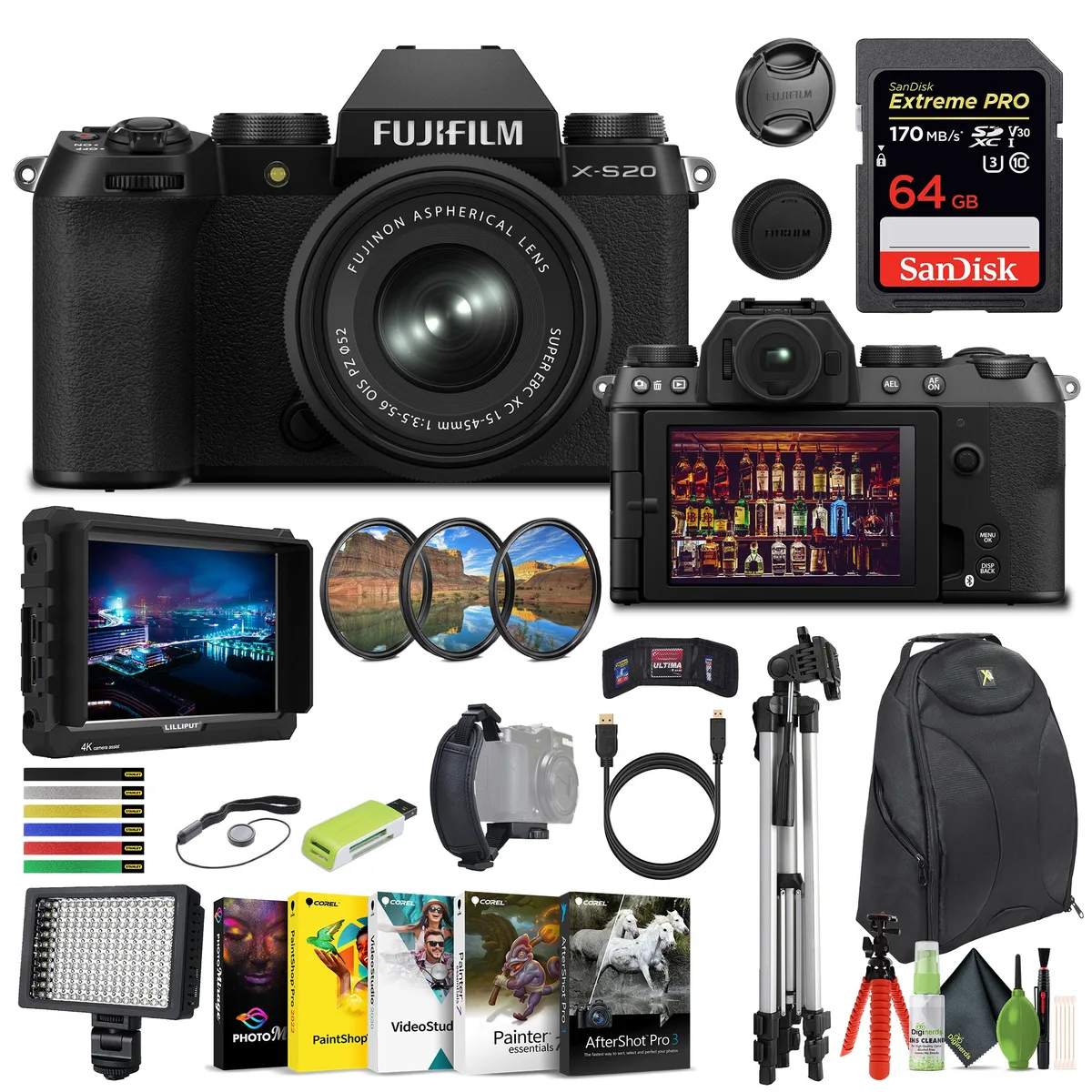 FUJIFILM FUJIFILM X-S20 15-45mm Lens 16 PC Vlogging Camera Kit — product photo