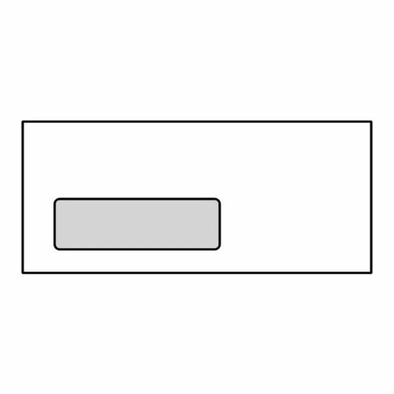 Box of 500 white #10 envelopes with poly window diagonal seam